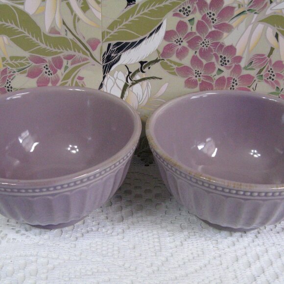 Lenox French Perle Groove Violet Purple 2 Bowls Soup Cereal 6" Stoneware - Picture 3 of 7